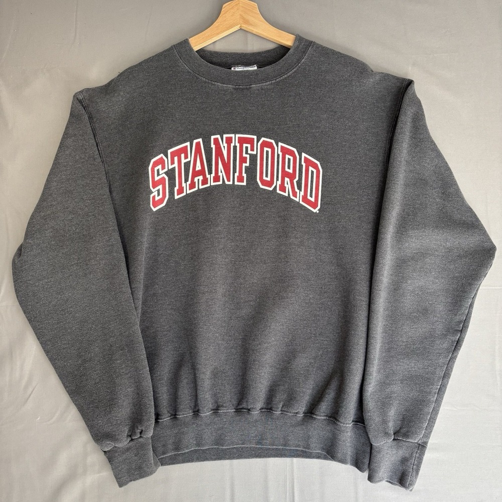 Stanford University Letter Champion Charcoal Gray Sweatshirt Size Medium